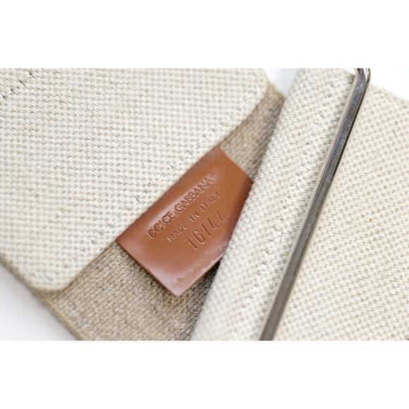 Dolce & Gabbana Vintage Beige Logo Silver Plaque Elastic Waist Belt (Size IT44) main image 4